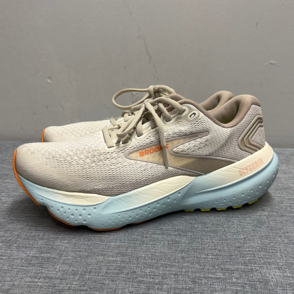 Brooks Glycerin 21 Running Shoes Women 8 Beige Blue 1204081B195 Neutral Cushion